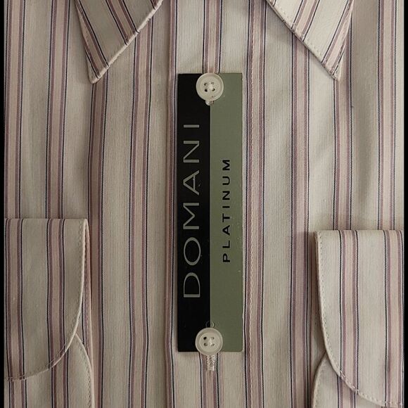 MEN'S DOMANI WHITE, MAUVE, BLUE DRESS SHIRT 15.5X3 - Picture 4 of 4